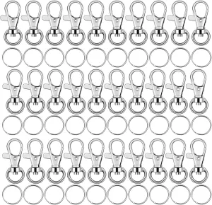Key Chain Swivel Hooks, Anezus 200pcs Keychain Hardware Metal Swivel Snap Hook Lanyard Clips Hooks with Keychain Rings for Keychain Hardware and Lanyard Charms (Small)