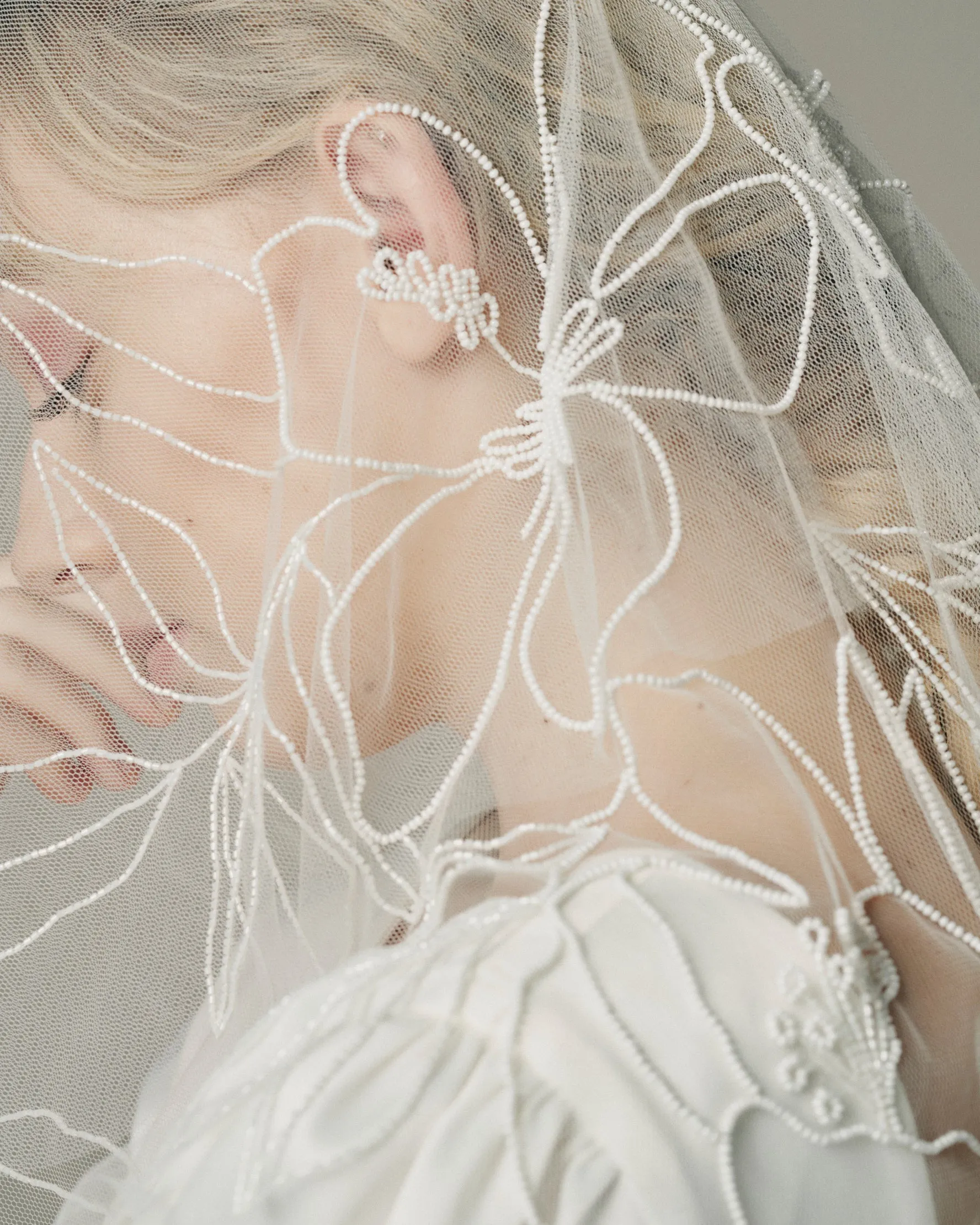 KIA BEADED FLORAL VEIL