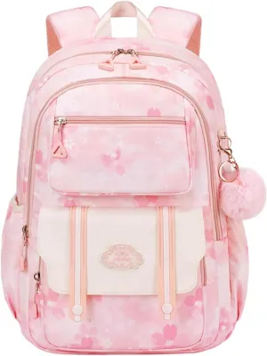Kids Backpack for Girls with Chest Buckle Girls Bookbag for Elementary School Water Resistant School Bag Pink