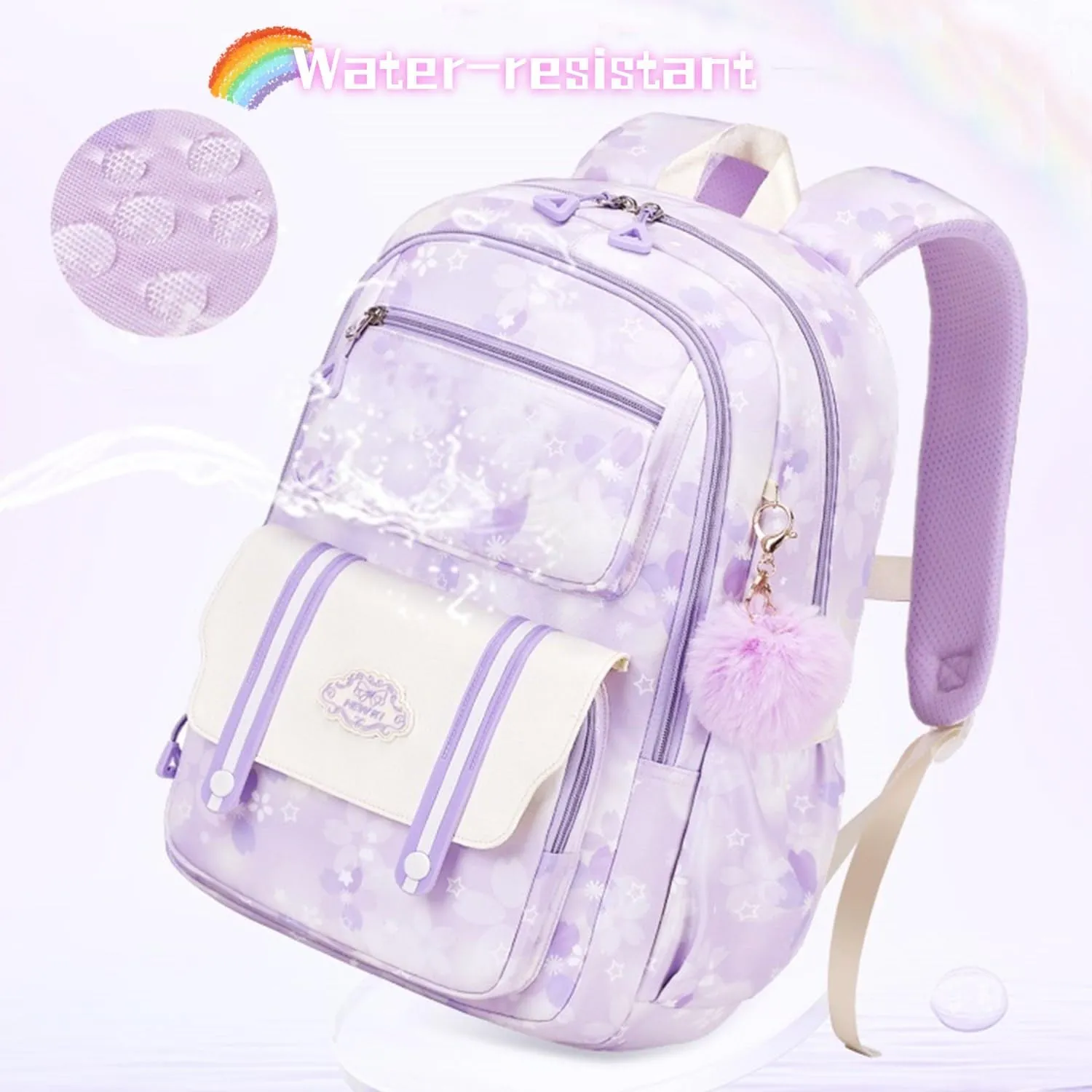 Kids Backpack for Girls with Chest Buckle Girls Bookbag for Elementary School Water Resistant School Bag Pink