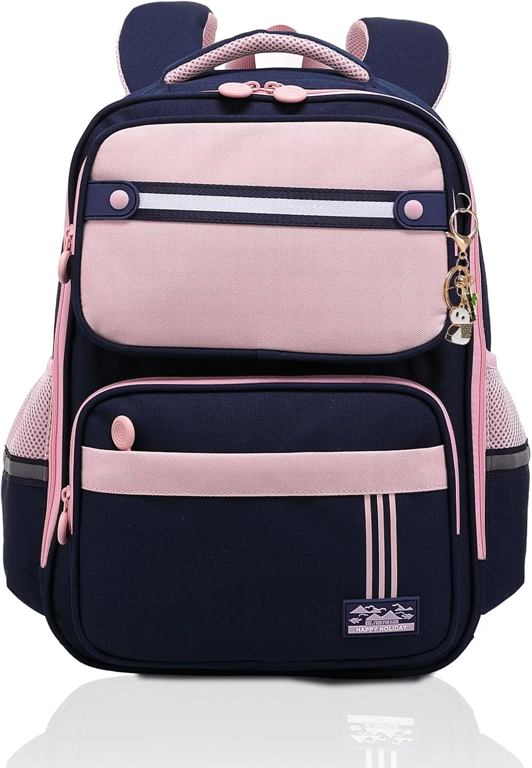 Kids Backpacks for Girls, Backpack for Elementary School Book Bags with Keychains Kawaii Travel Daypack Ages 6-8 (School Bag Pink Blue)