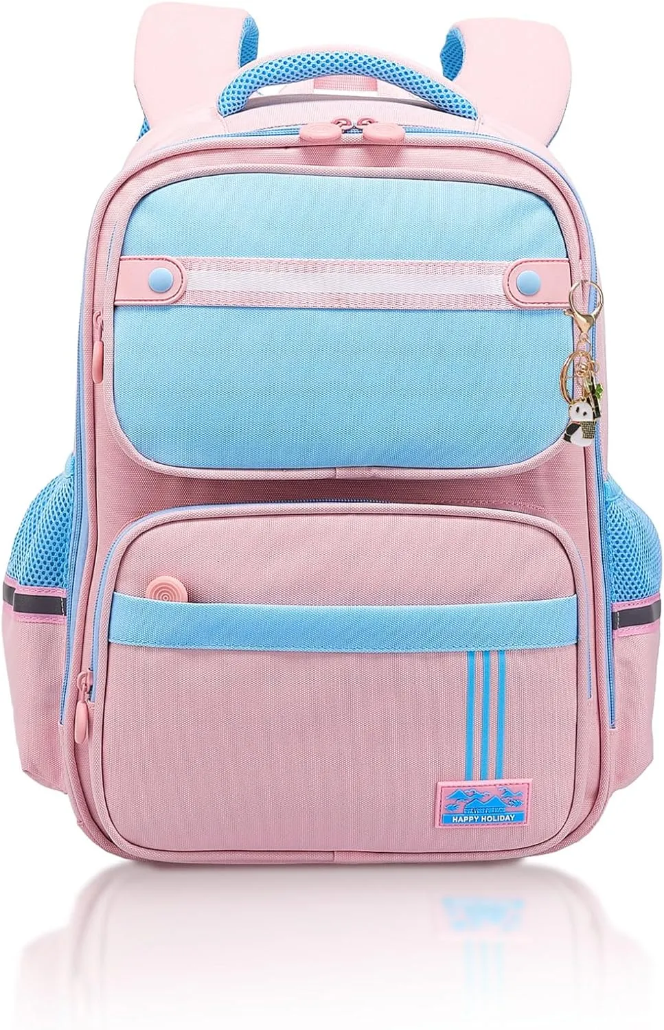 Kids Backpacks for Girls, Backpack for Elementary School Book Bags with Keychains Kawaii Travel Daypack Ages 6-8 (School Bag Pink)