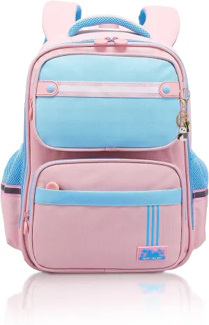 Kids Backpacks for Girls, Backpack for Elementary School Book Bags with Keychains Kawaii Travel Daypack Ages 6-8 (School Bag Pink)