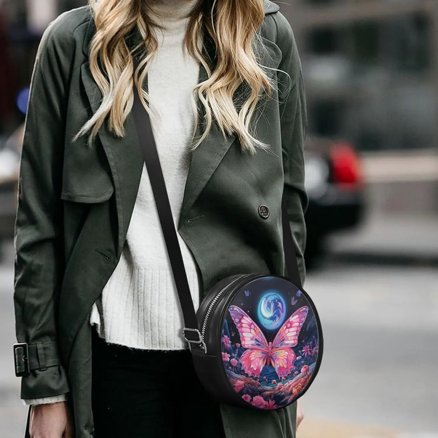 Ladies Cirlcle Crossbody Bag Women Cross Body Bag Adults Chest Bag