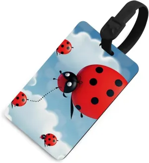 Ladybug and Cloud Luggage Tags Baggage Card Holder for Suitcases with Privacy Shield Travel Bag Name ID Tag for Men and Women Handbag Backpack Black-Style