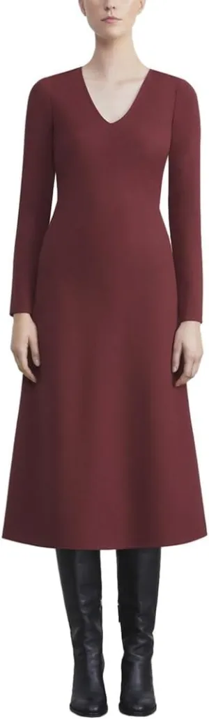 Lafayette 148 New York V-Neck Wool Flare Dress
