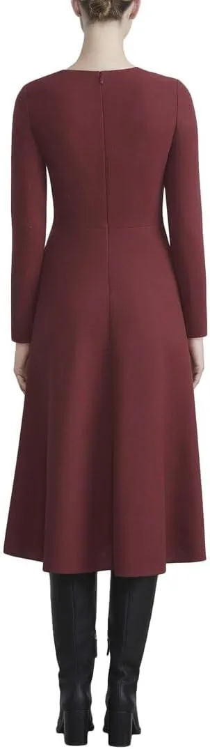Lafayette 148 New York V-Neck Wool Flare Dress