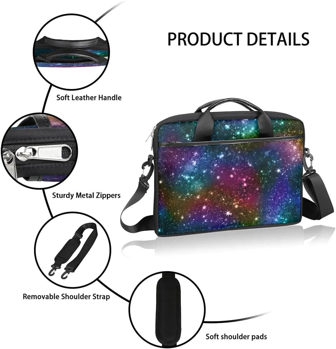 Laptop Bag Waterproof Laptop Shoulder Bag with Adjustable And Removable Shoulder Strap Fits Laptop 13-15.6 Inch