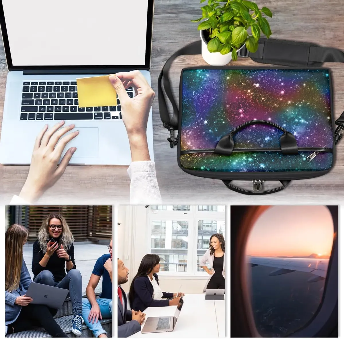 Laptop Bag Waterproof Laptop Shoulder Bag with Adjustable And Removable Shoulder Strap Fits Laptop 13-15.6 Inch