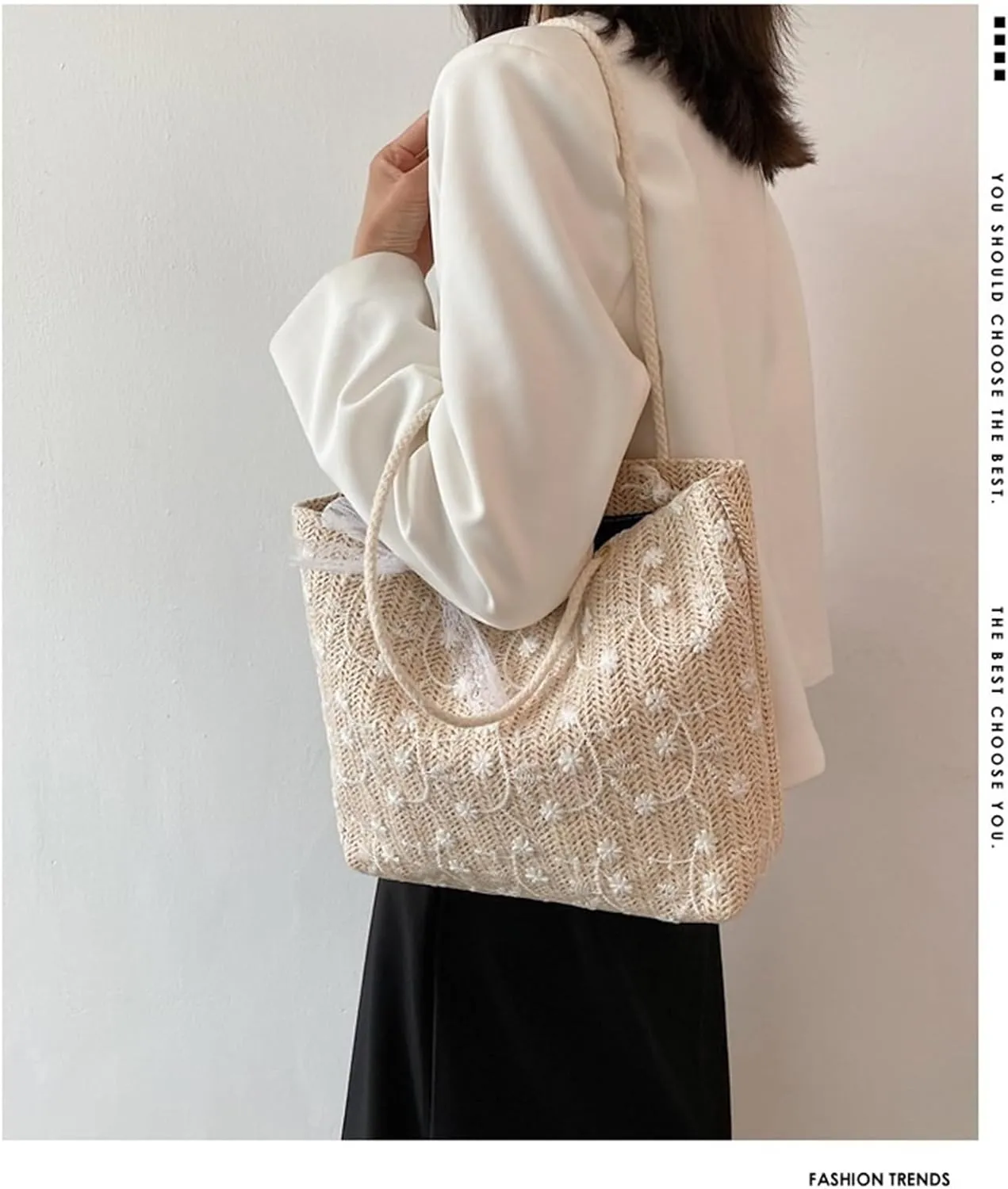 Large Beach Bags for Women Travel Straw Purses for Women Cute Beach Tote Straw Tote Vacation Handbags Shoulder Bag