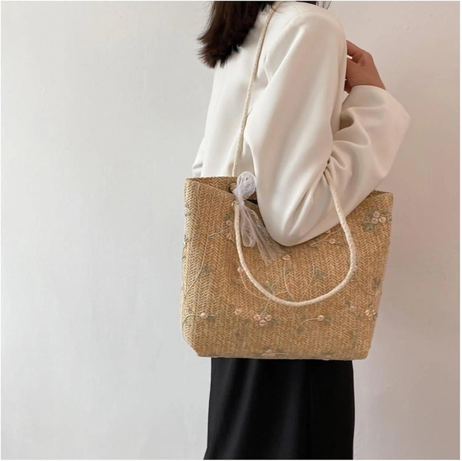 Large Beach Bags for Women Travel Straw Purses for Women Cute Beach Tote Straw Tote Vacation Handbags Shoulder Bag