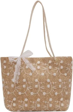 Large Beach Bags for Women Travel Straw Purses for Women Cute Beach Tote Straw Tote Vacation Handbags Shoulder Bag