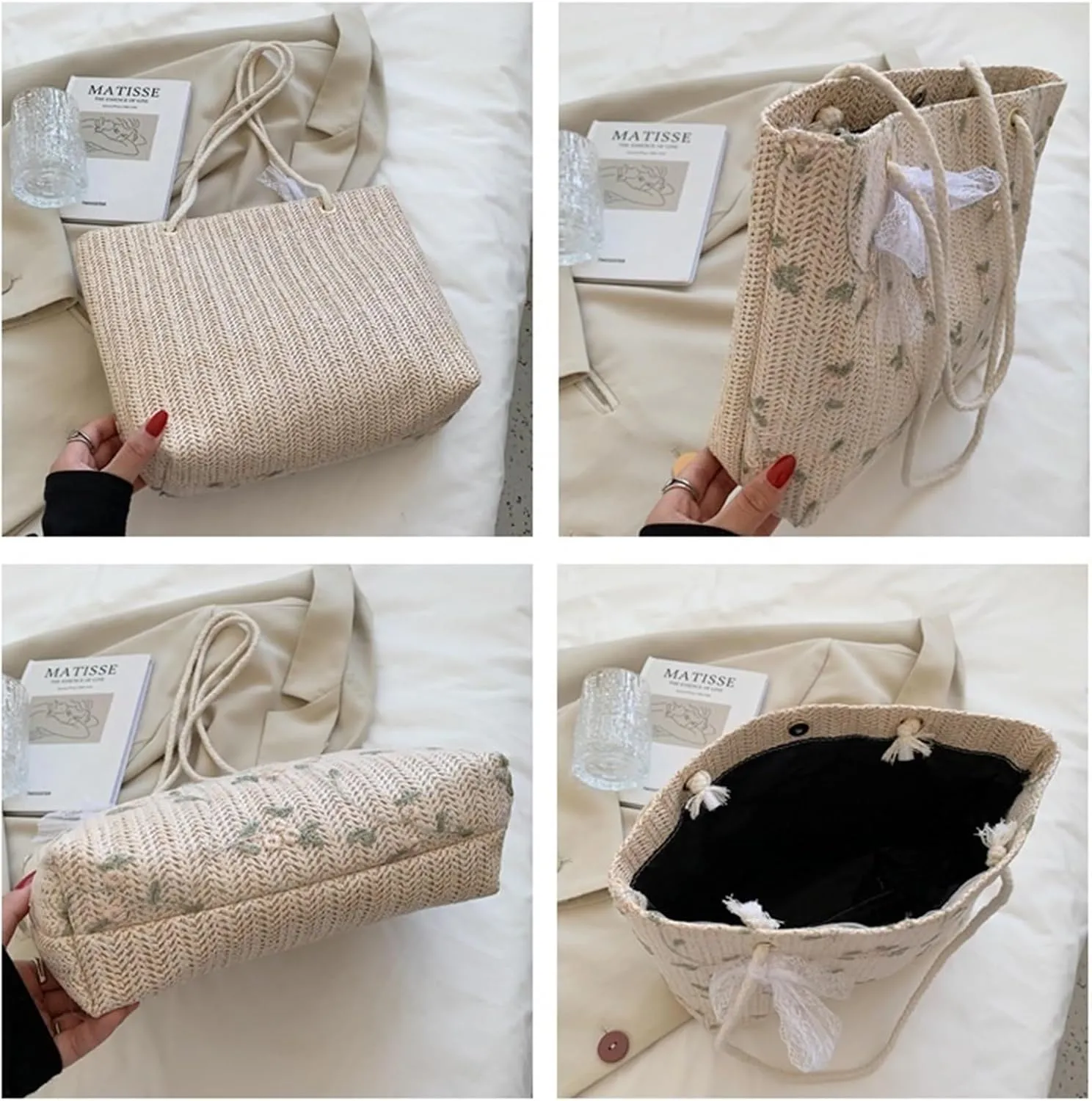 Large Beach Bags for Women Travel Straw Purses for Women Cute Beach Tote Straw Tote Vacation Handbags Shoulder Bag