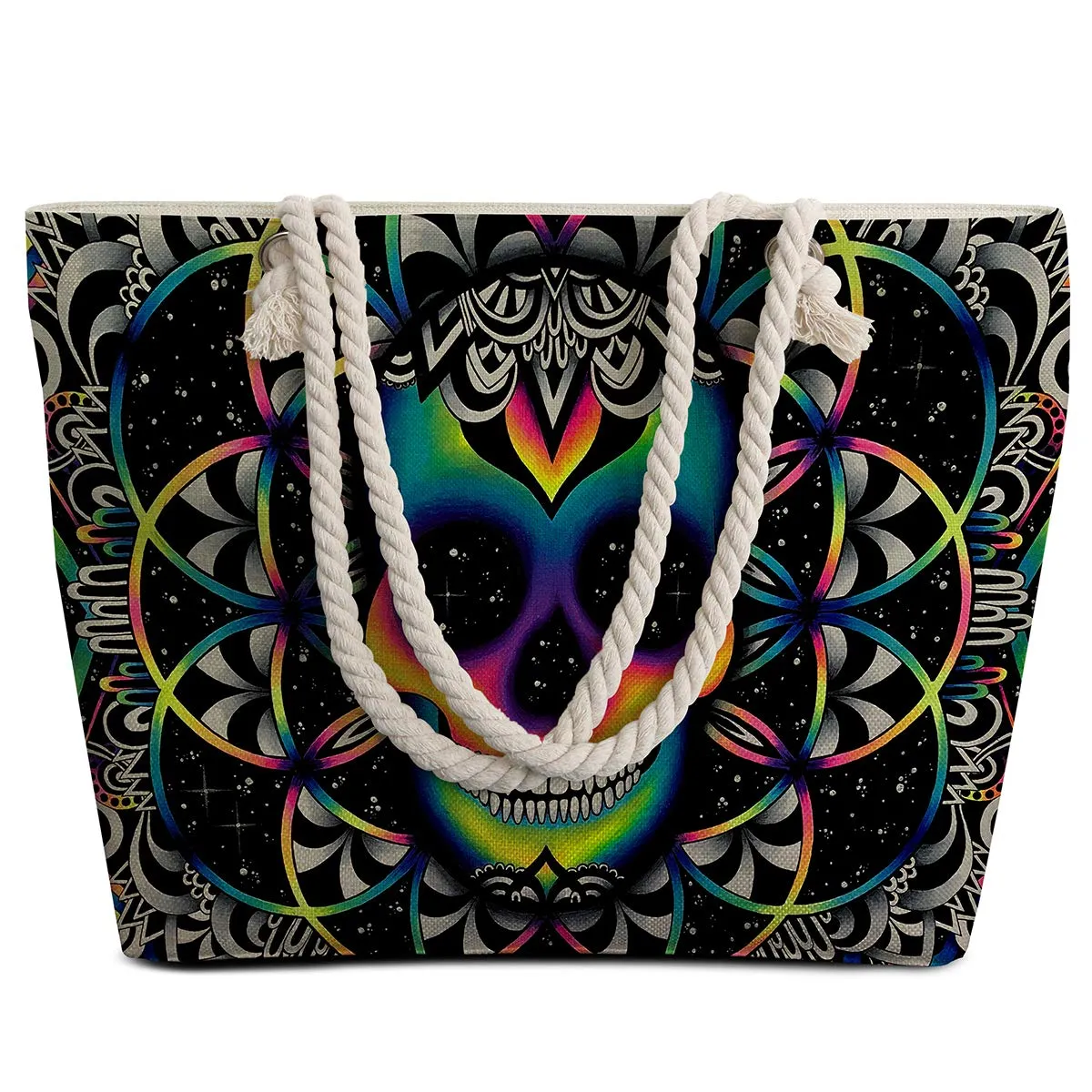 Large Canvas Skull Tote Bag