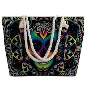 Large Canvas Skull Tote Bag