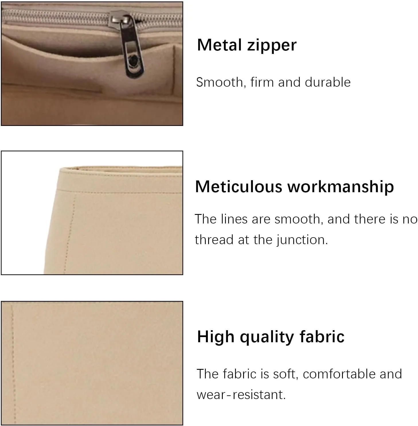 Lckaey bag Organizer for new Diane stick liner bag storage and sorting bag Felt Insert Organizer Y082-Khaki