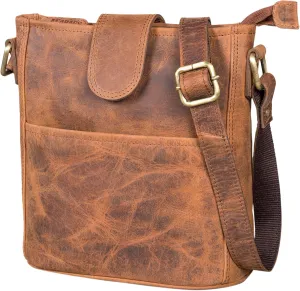 LEABAGS Leather Crossbody Bag - Vintage Genuine Buffalo Leather Handbag - Shoulder Messenger Bag Men Women Briefcase Athens