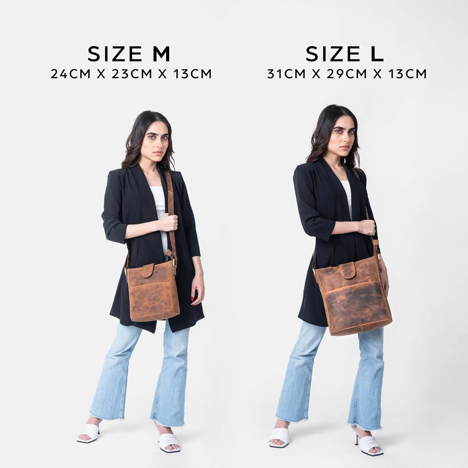 LEABAGS Leather Crossbody Bag - Vintage Genuine Buffalo Leather Handbag - Shoulder Messenger Bag Men Women Briefcase Athens