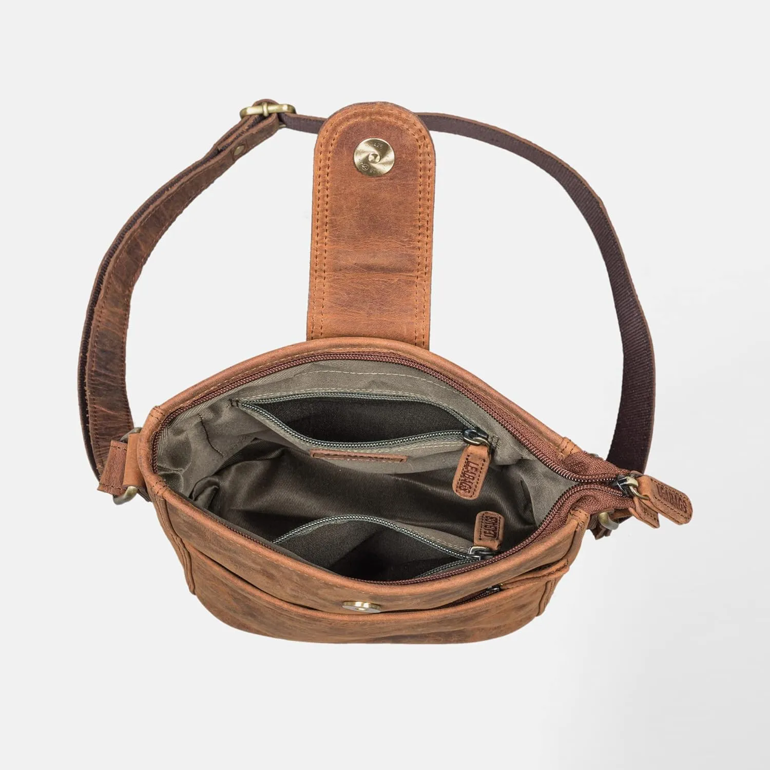 LEABAGS Leather Crossbody Bag - Vintage Genuine Buffalo Leather Handbag - Shoulder Messenger Bag Men Women Briefcase Athens