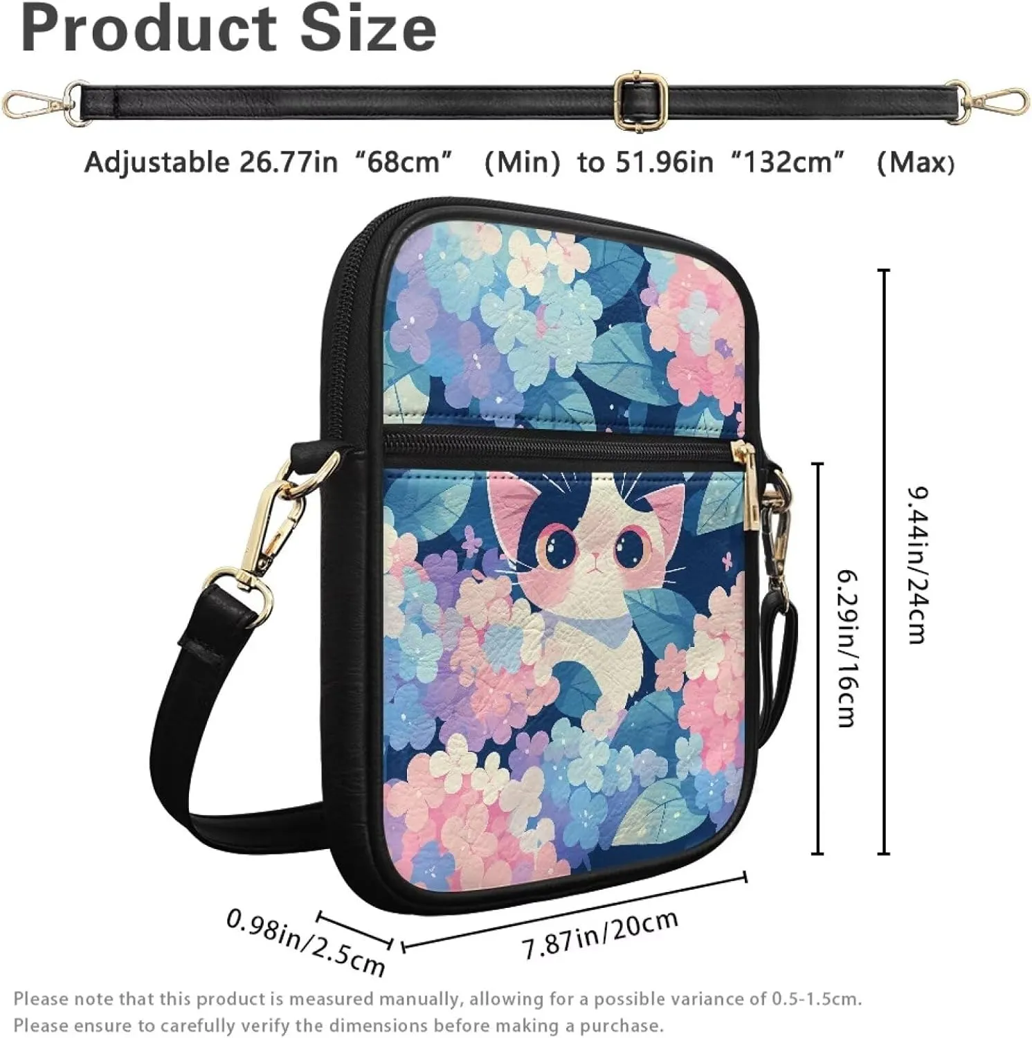 Leather Messenger Bag Womens Sling Bag Crossbody Shoulder Bags Ladies Fashion Zipper Pockets Travel Bag for Gifts