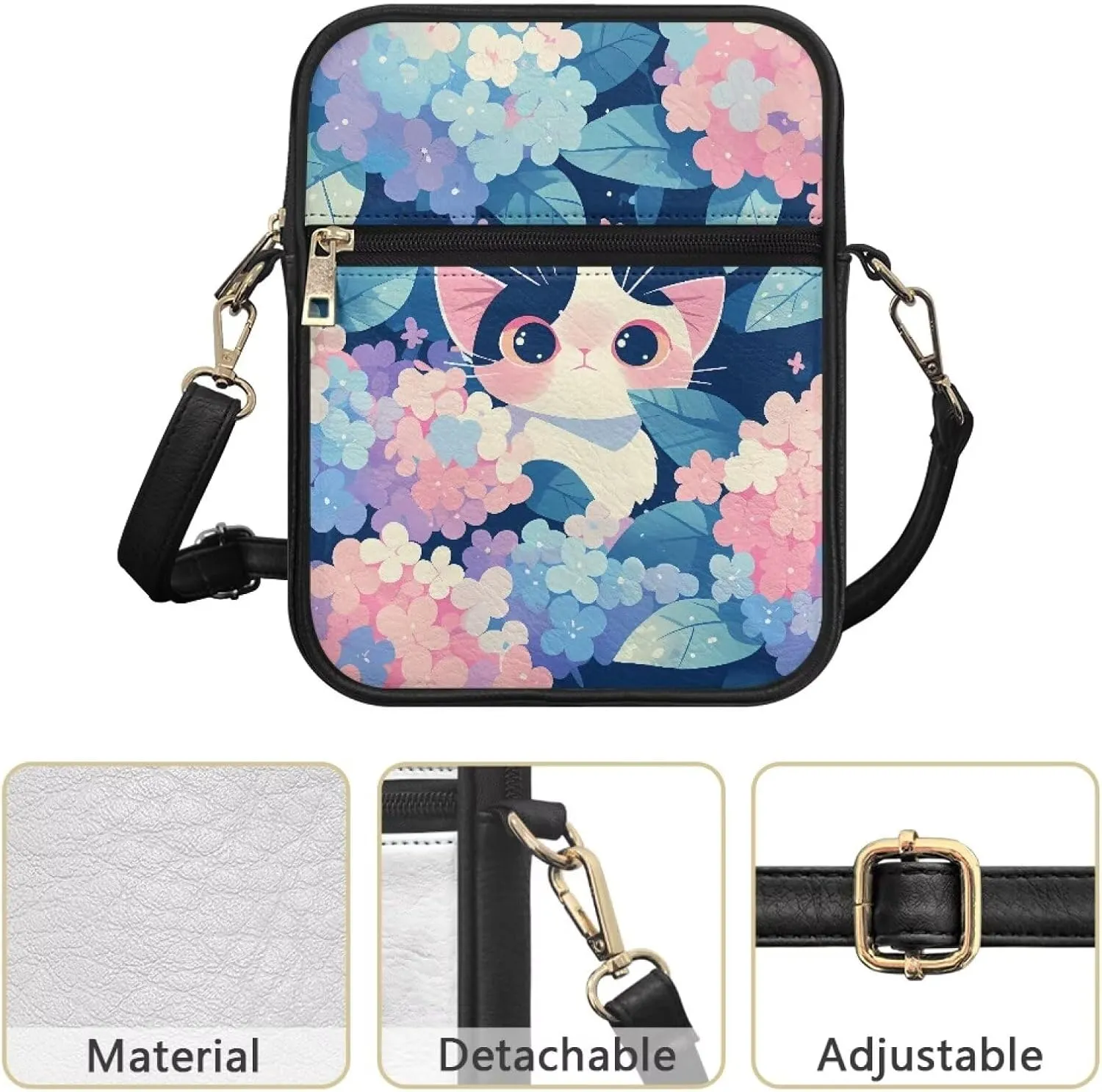 Leather Messenger Bag Womens Sling Bag Crossbody Shoulder Bags Ladies Fashion Zipper Pockets Travel Bag for Gifts