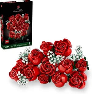 LEGO Botanicals Bouquet of Roses Artificial Flowers - Fake Red Roses Building Set for Adults, Ages 18  - Gift for Mother's Day - DIY Kit for Home Decoration - 10328