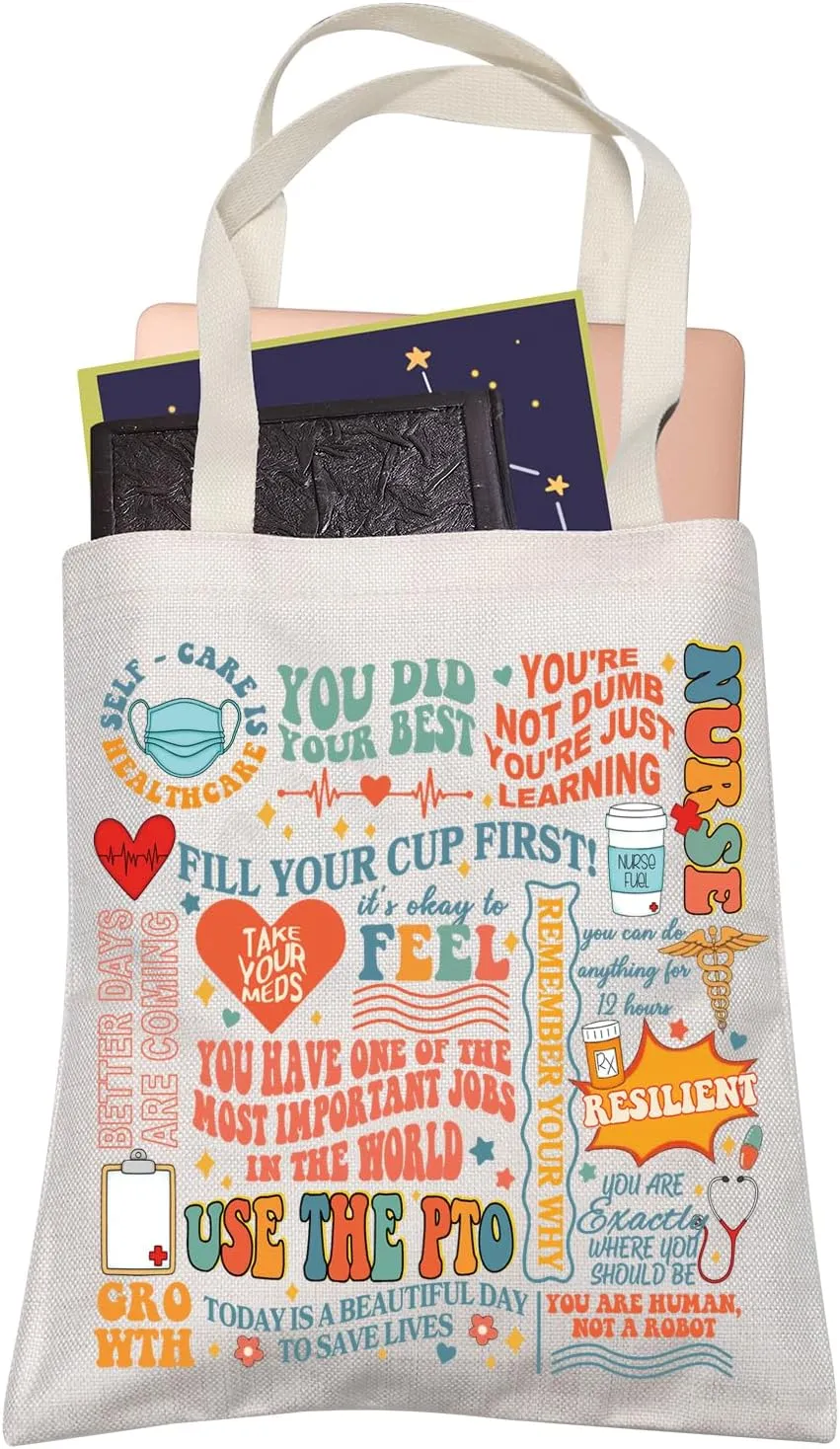LEVLO New Nurse Doctor Hospital Thank You Gift Mental Health Matters Self-Care Healthcare Shopping Bag