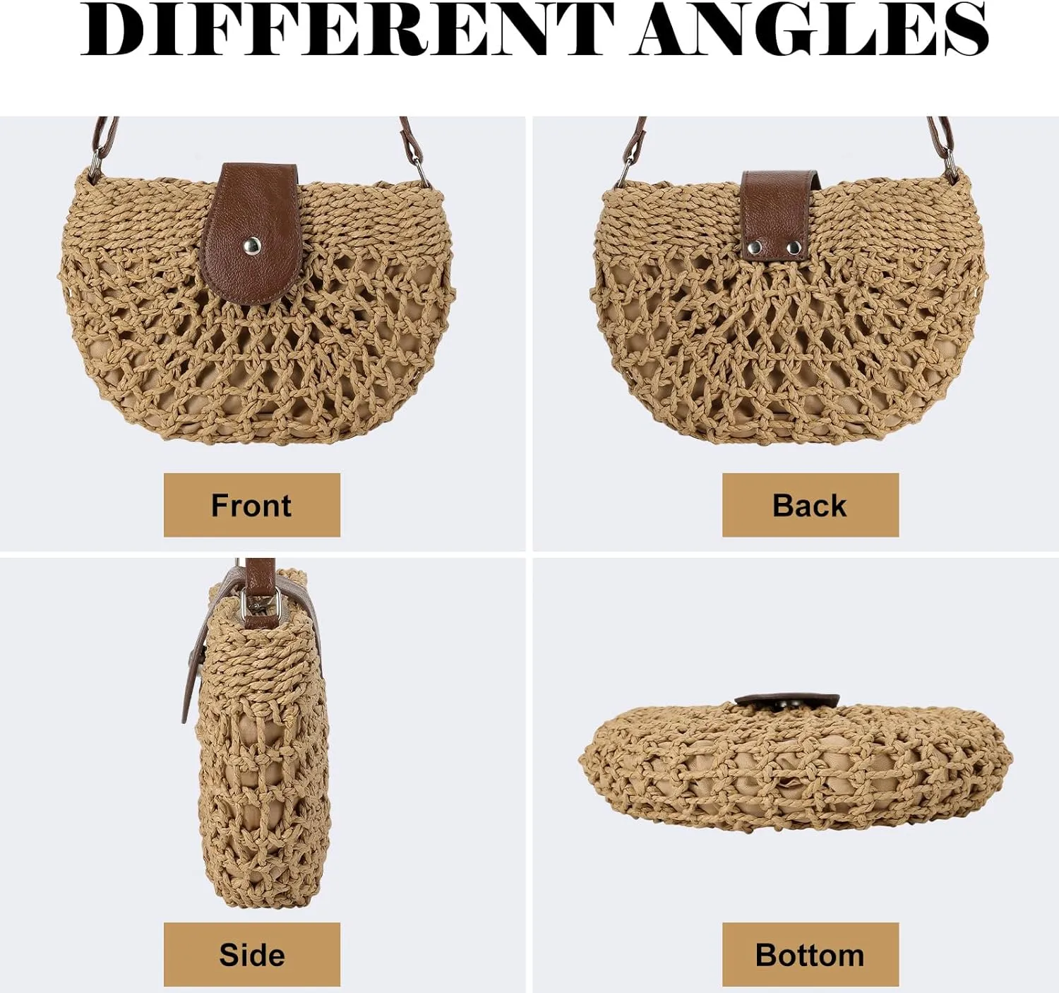 LEVOTIER Woven Straw Crossbody Bags for Women - Handmade Casual Beach Purse