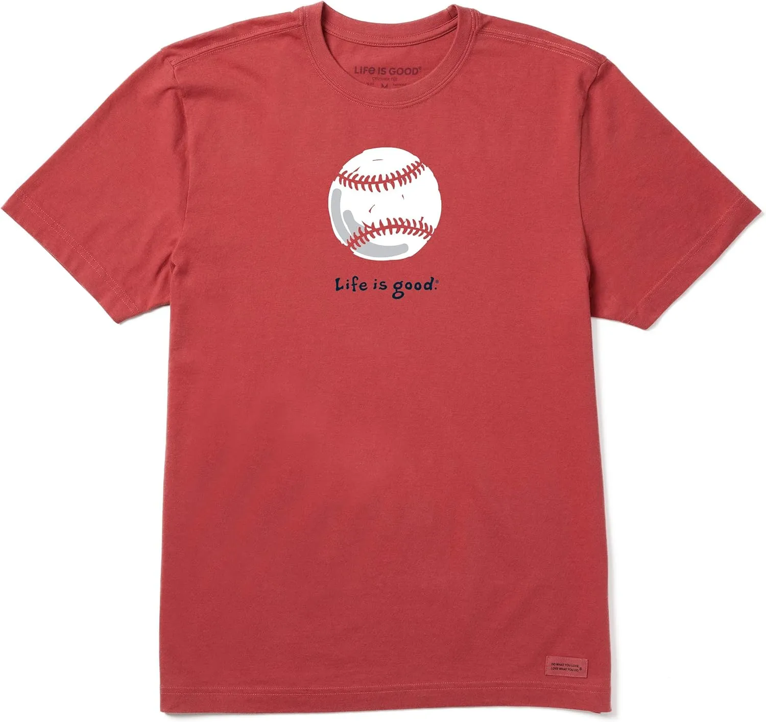 Life Is Good. Mens Crusher Tee Baseball, Faded Red