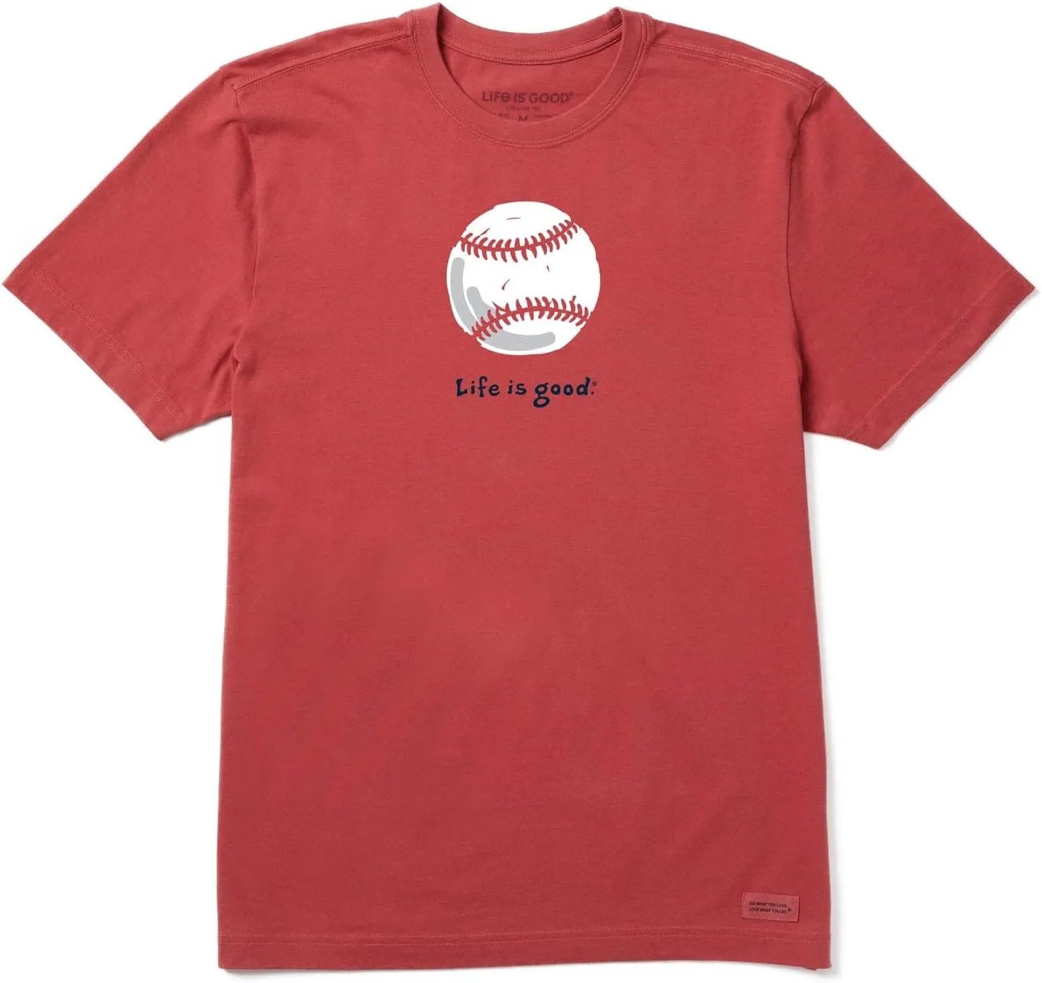 Life Is Good. Mens Crusher Tee Baseball, Faded Red