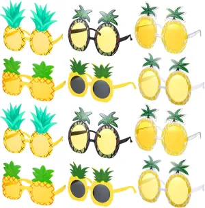 Liliful 12 Pairs Pineapple Sunglasses Luau Glasses Tropical Pineapple Glasses Funny Hawaiian Fruit Shape Booth Props Party Favors for Summer Pool Beach Luau Theme Party Accessories