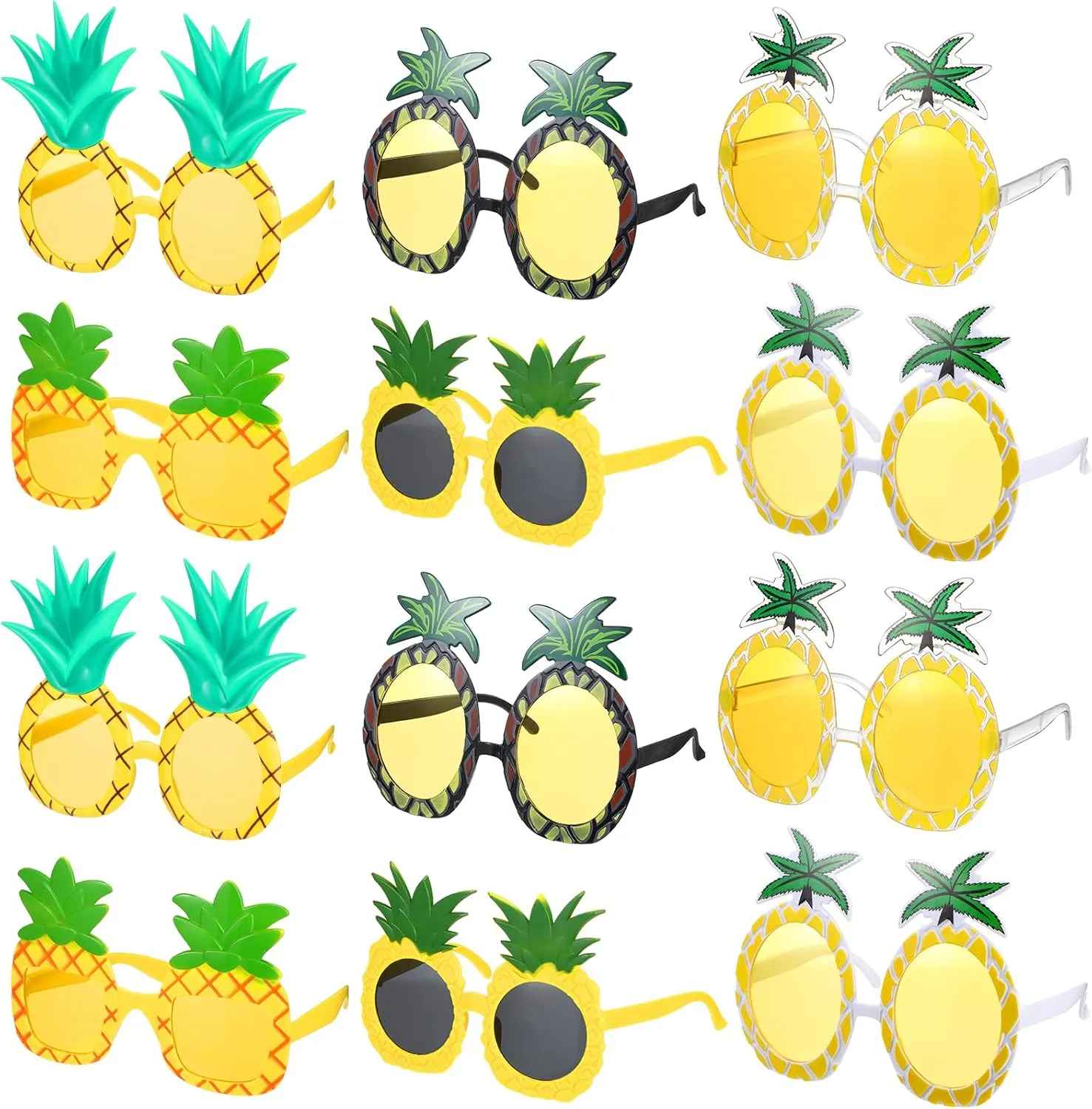 Liliful 12 Pairs Pineapple Sunglasses Luau Glasses Tropical Pineapple Glasses Funny Hawaiian Fruit Shape Booth Props Party Favors for Summer Pool Beach Luau Theme Party Accessories