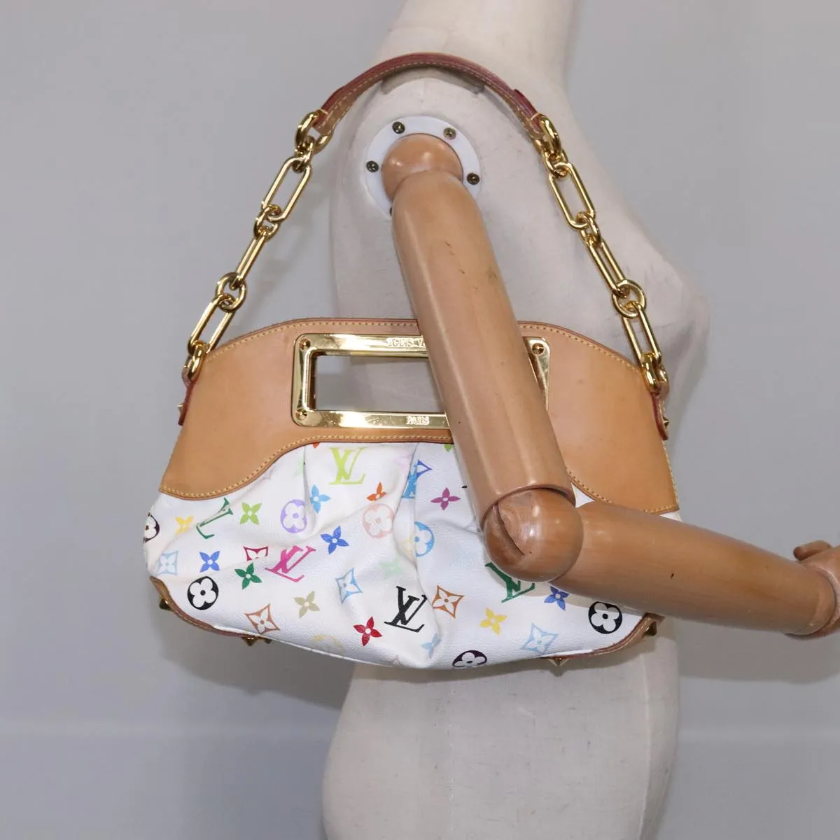 LOUIS VUITTON Monogram Multicolor Judy PM Shoulder Bag White M40257 106321A
