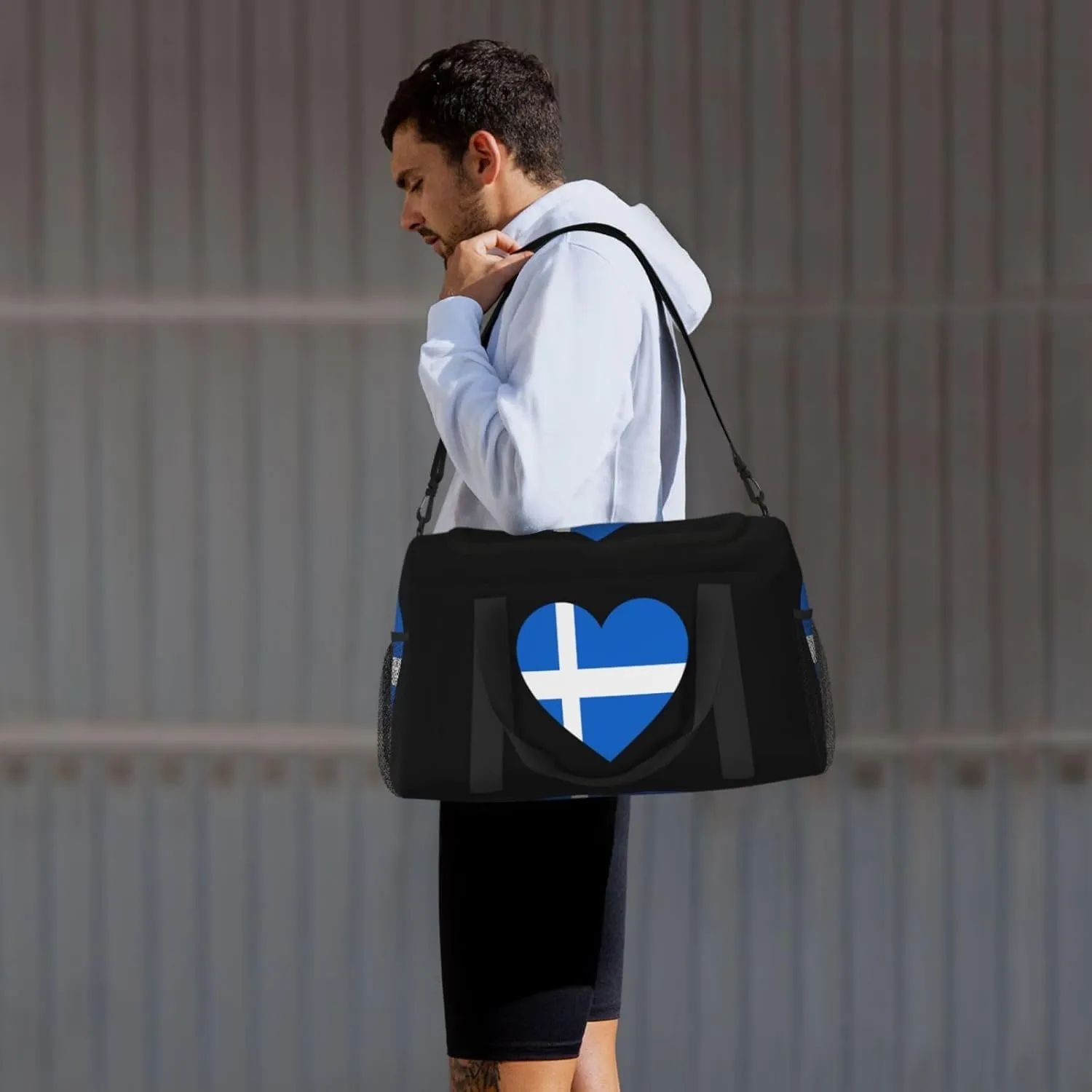 Love Iceland Flag Travel Duffel Bag Large Foldable Waterproof Overnight Bag For Beach Swim Bags Pool Sports Gym