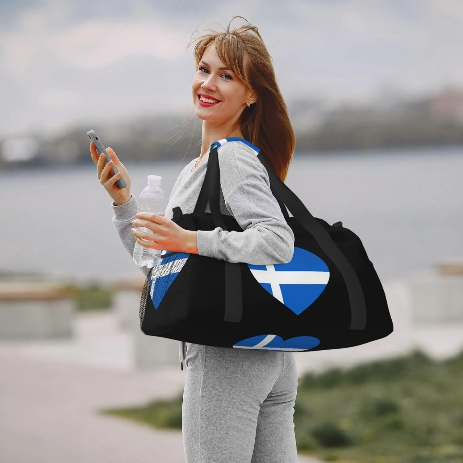 Love Iceland Flag Travel Duffel Bag Large Foldable Waterproof Overnight Bag For Beach Swim Bags Pool Sports Gym