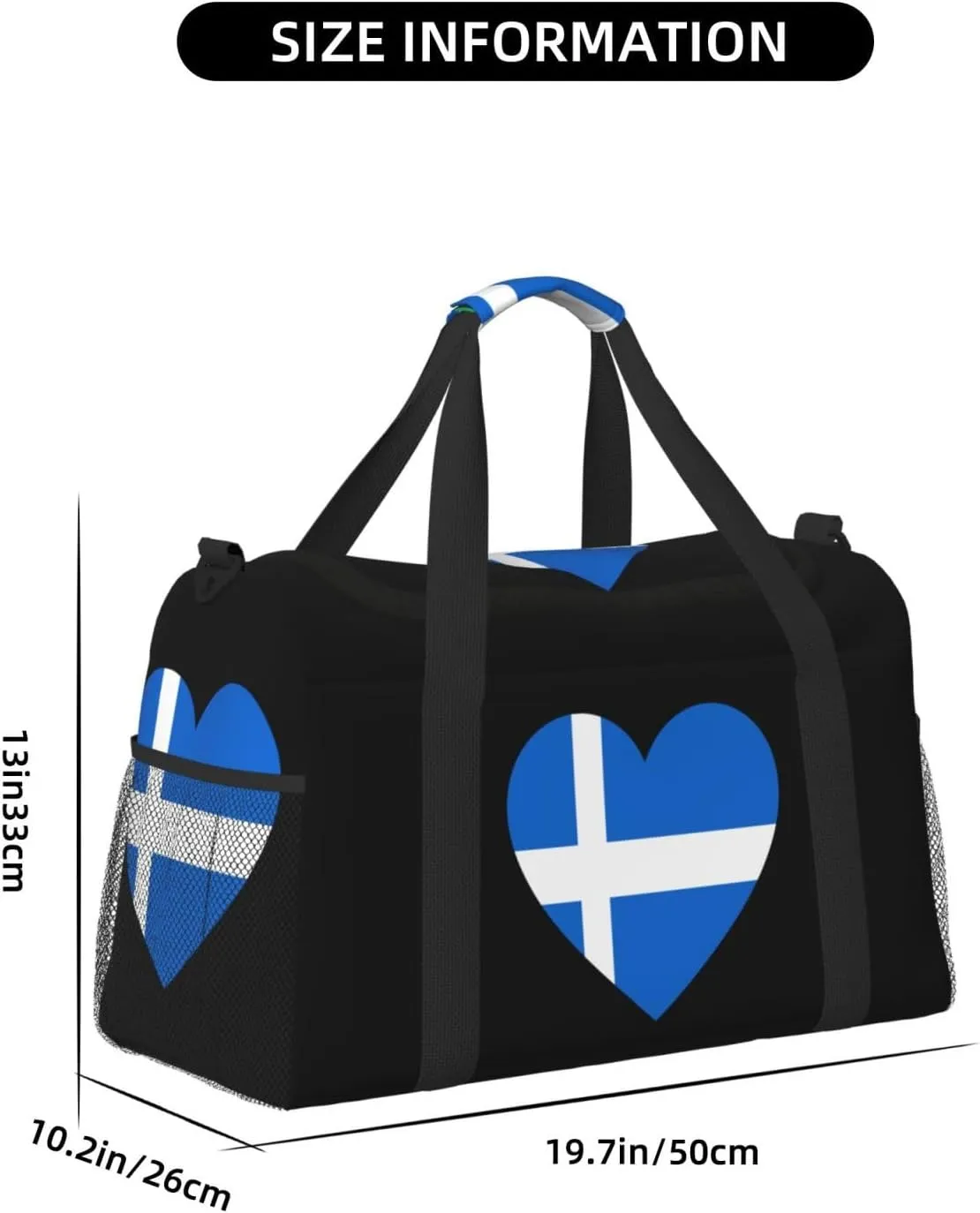 Love Iceland Flag Travel Duffel Bag Large Foldable Waterproof Overnight Bag For Beach Swim Bags Pool Sports Gym