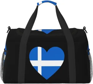 Love Iceland Flag Travel Duffel Bag Large Foldable Waterproof Overnight Bag For Beach Swim Bags Pool Sports Gym