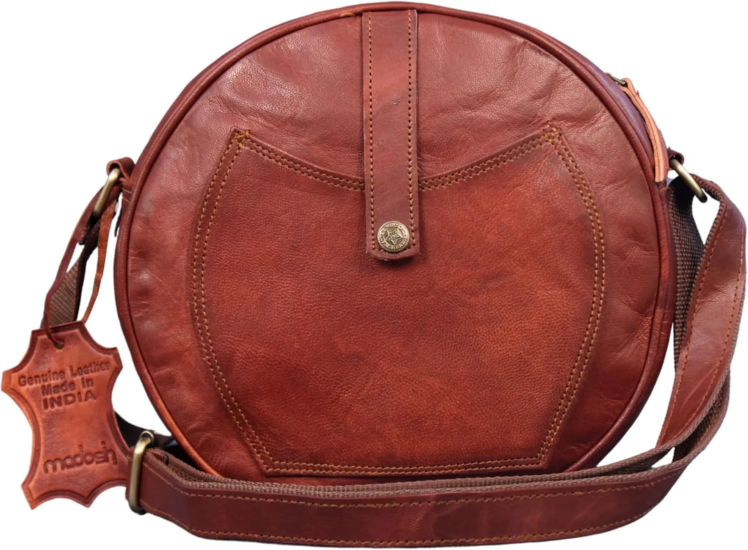 Madhosh Crossbody Bag – Genuin Leather Brown Shoulder Sling Bag | Crossbody Bags for Women Trendy Circle Cross Body Shoulder Bag Designer Round Purses Women's Perfect for New Year & Christmas Gifts