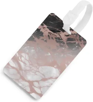 Marble Color Rose Gold Luggage Tags Baggage Card Holder for Suitcases with Privacy Shield Travel Bag Name ID Tag for Men and Women Handbag Backpack White-Style