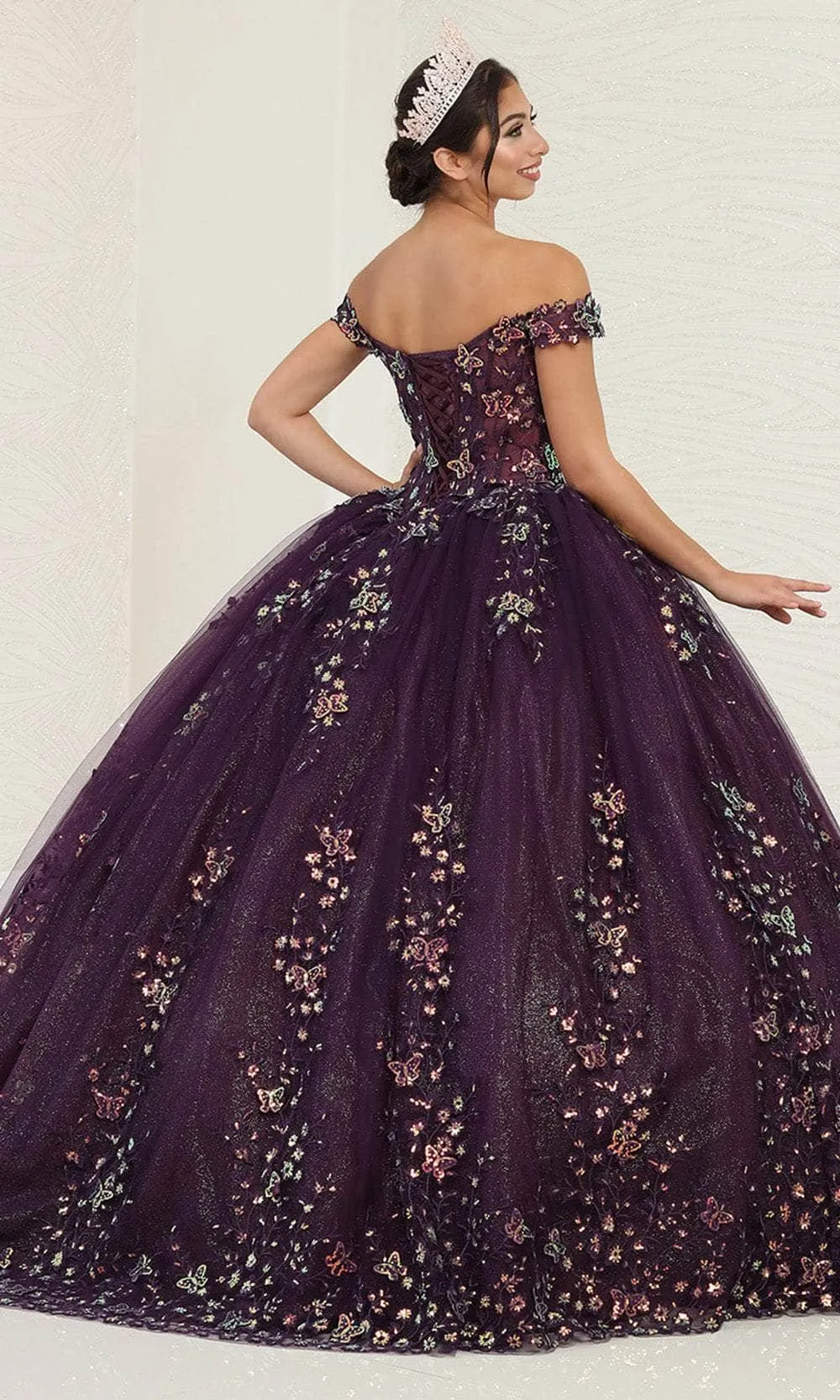 May Queen LK252 - Embellished Butterfly Ballgown