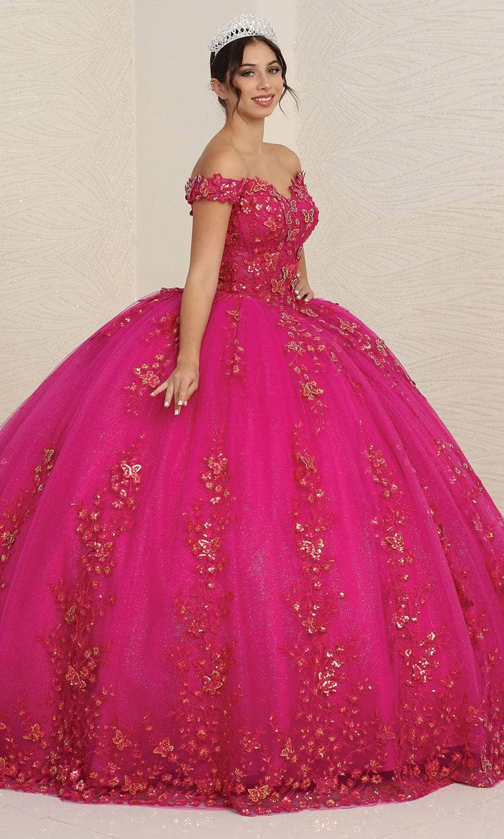 May Queen LK252 - Embellished Butterfly Ballgown