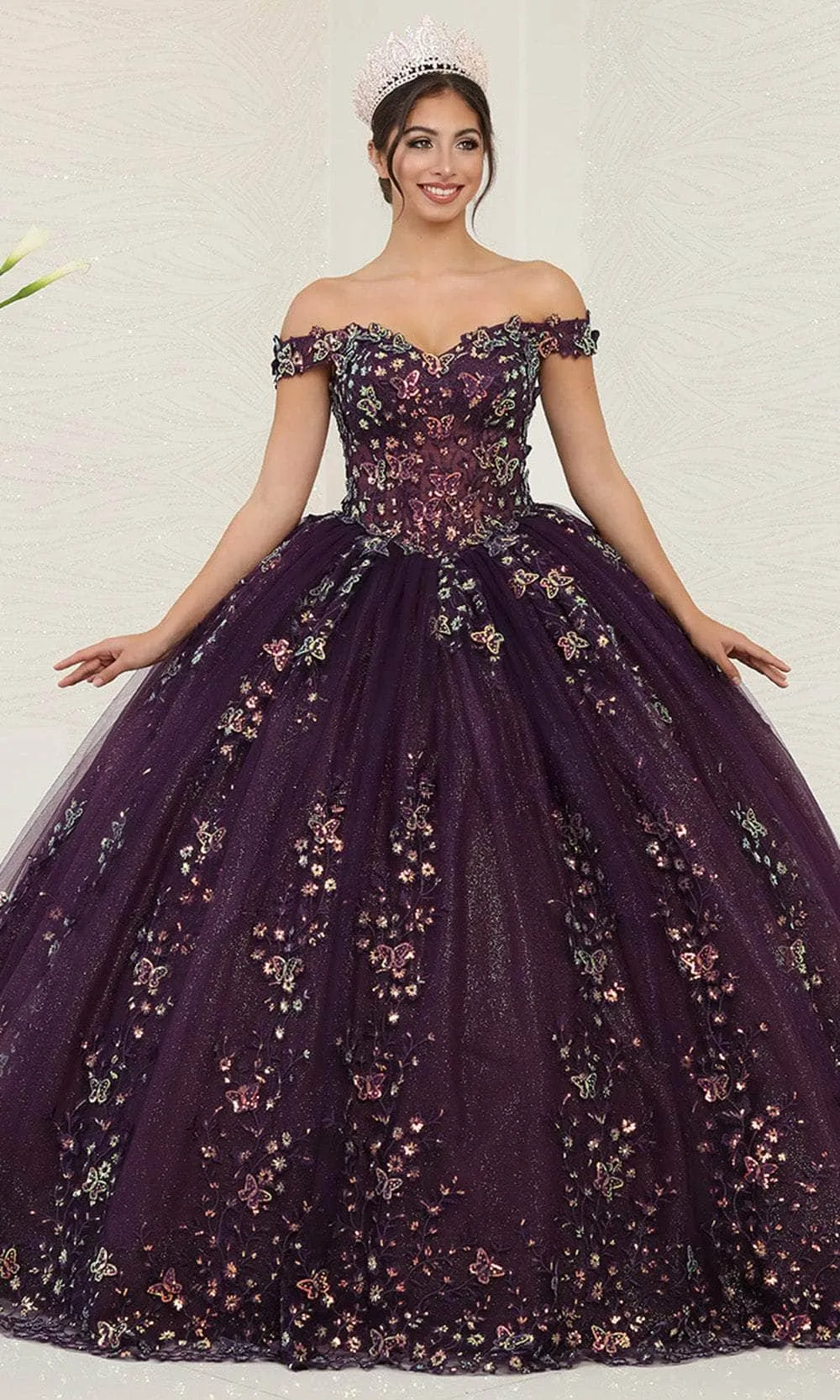 May Queen LK252 - Embellished Butterfly Ballgown
