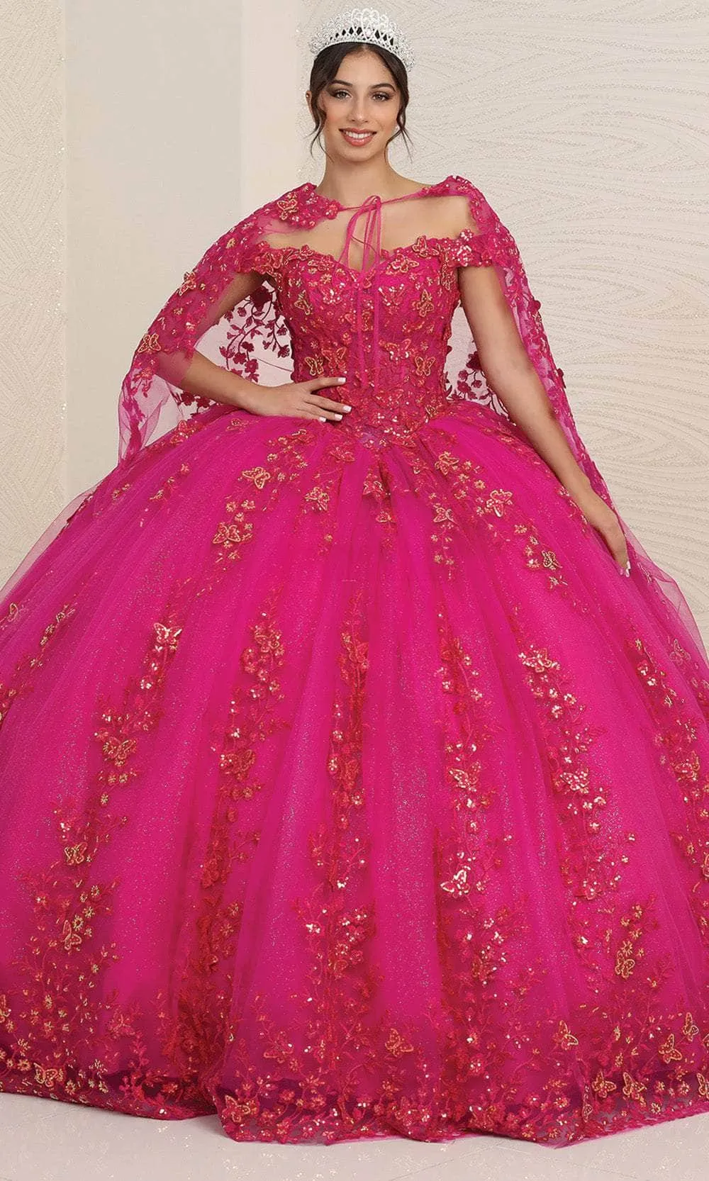 May Queen LK252 - Embellished Butterfly Ballgown