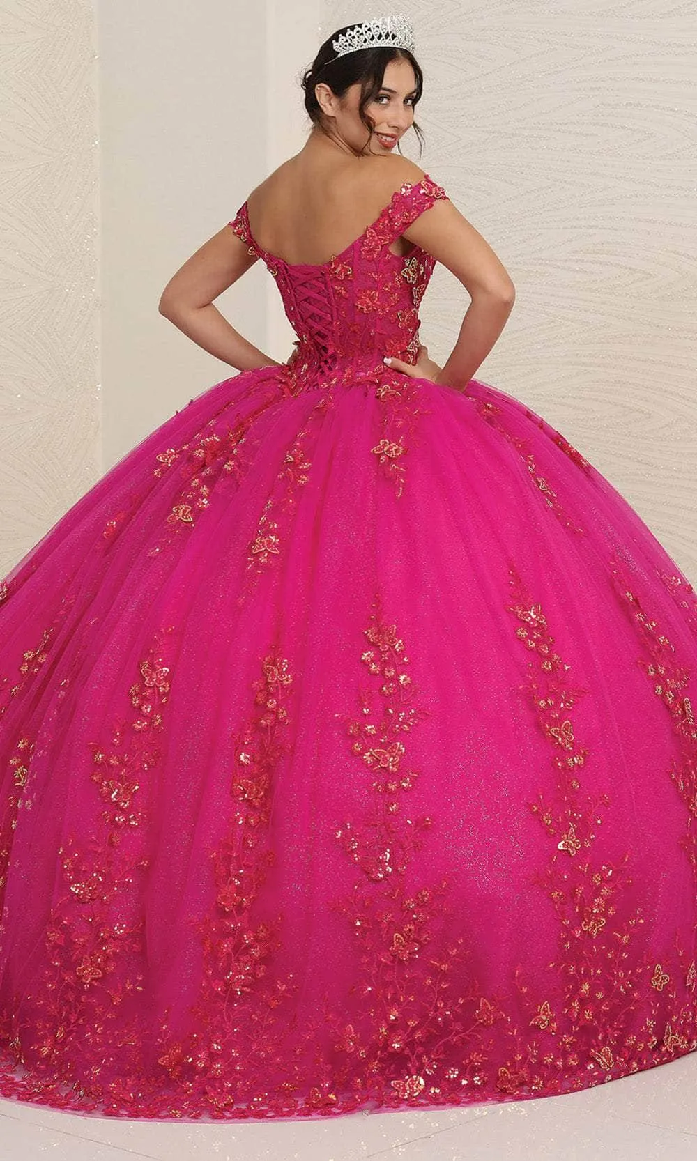 May Queen LK252 - Embellished Butterfly Ballgown