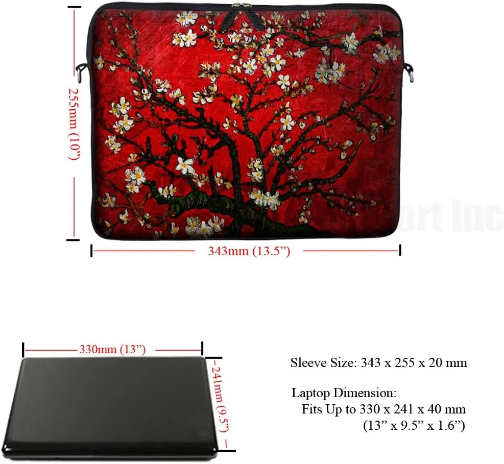Meffort Inc 13 13.3 Inch Neoprene Laptop Bag Carrying Sleeve with Hidden Handle and Adjustable Shoulder Strap - Cherry Blossoming
