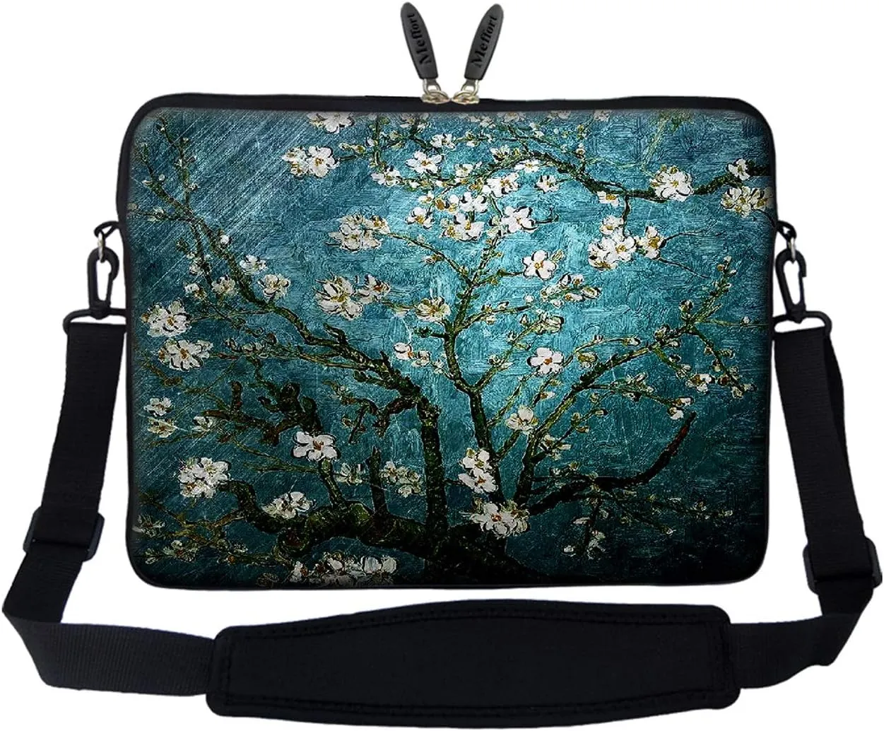 Meffort Inc 17 17.3 inch Neoprene Laptop Sleeve Bag Carrying Case with Hidden Handle and Adjustable Shoulder Strap - Vincent van Gogh Almond Blossoming