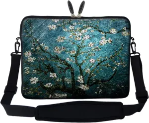 Meffort Inc 17 17.3 inch Neoprene Laptop Sleeve Bag Carrying Case with Hidden Handle and Adjustable Shoulder Strap - Vincent van Gogh Almond Blossoming