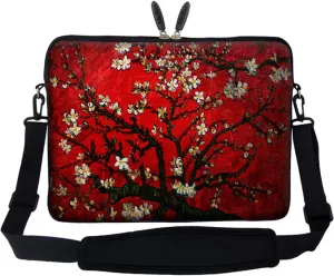 Meffort Inc 17 17.3 inch Neoprene Laptop Sleeve Bag Carrying Case with Hidden Handle and Adjustable Shoulder Strap - Vincent van Gogh Cherry Blossoming