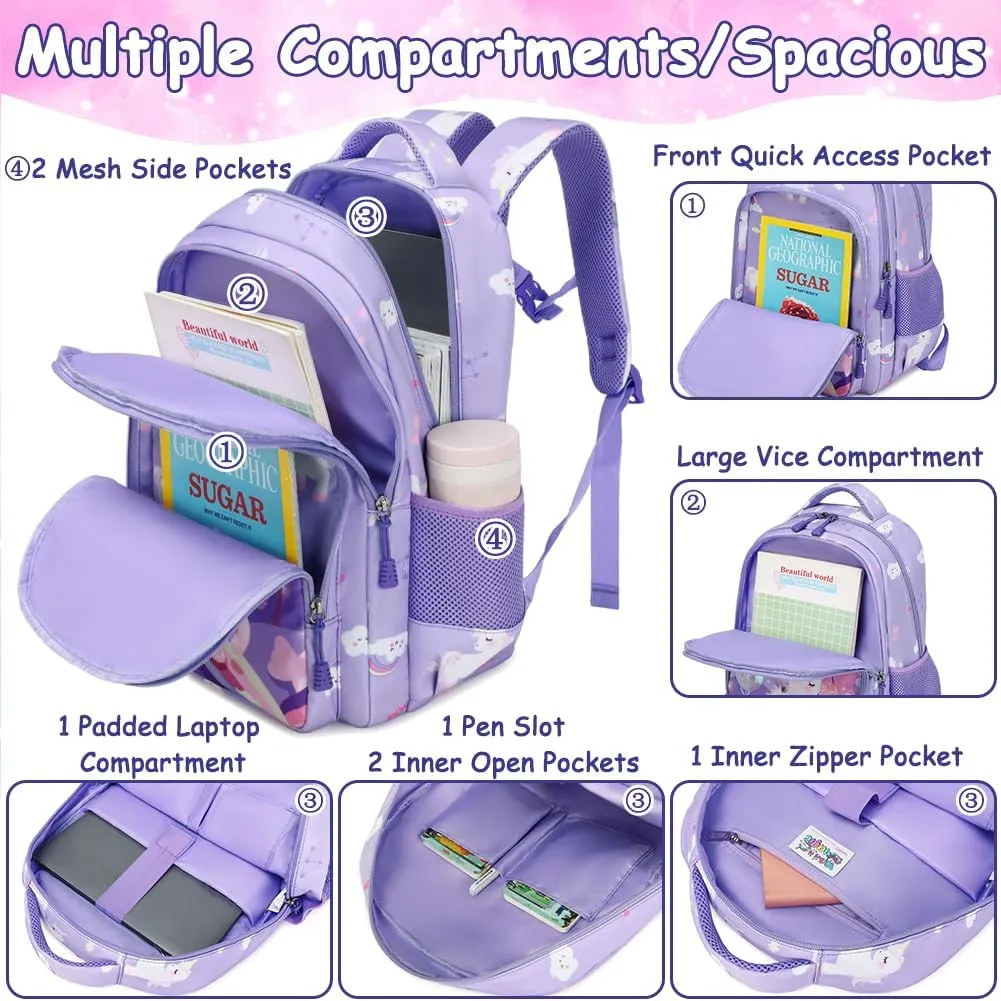 Meisohua Girls Backpack with Lunch Box 3 in 1 Set Kids Backpack for Girls Preschool Kindergarten Elementary School Backpack
