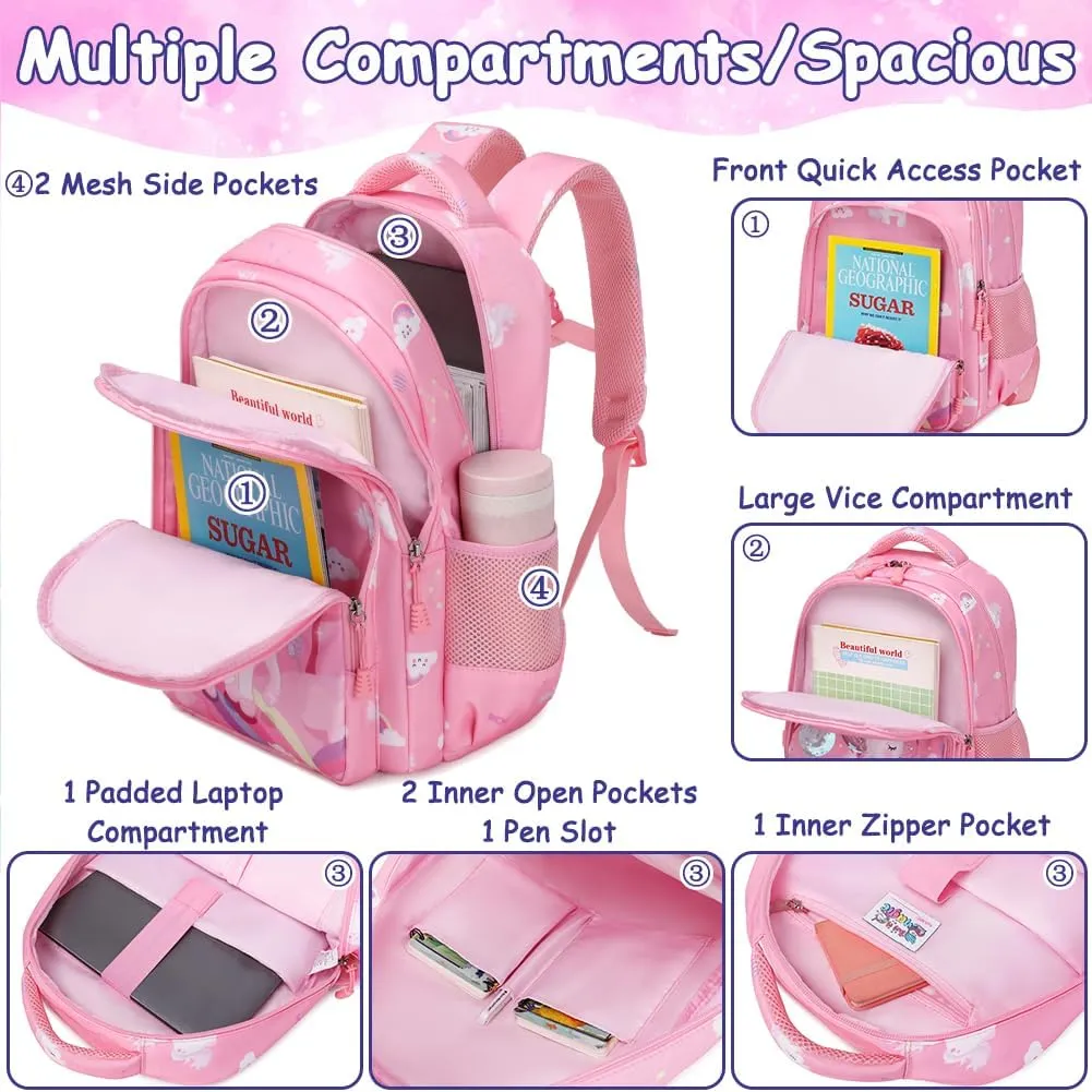 Meisohua Girls Backpack with Lunch Box 3 in 1 Set Kids Backpack for Girls Preschool Kindergarten Elementary School Backpack